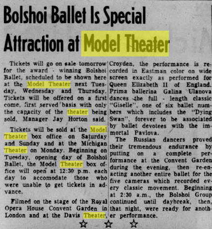 Model Theater - Aug 1 1958 Ad (newer photo)